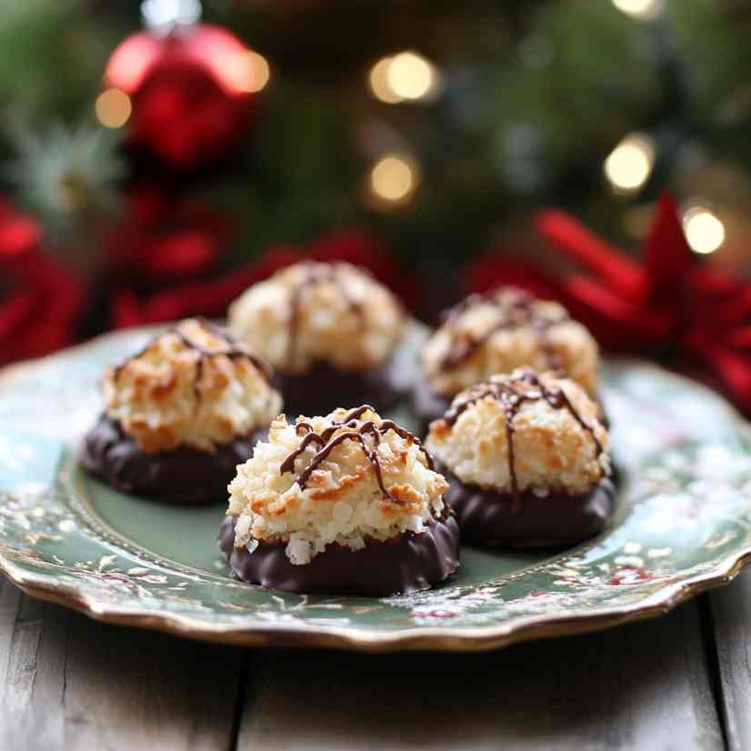 Chocolate-Dipped Coconut Macaroons