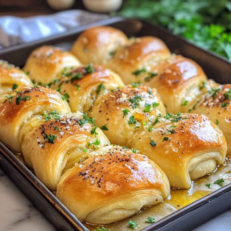 Garlic Butter Glaze over Crescent Rolls