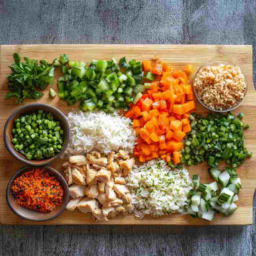 Ingredients for Zesty Chicken Rice Medley