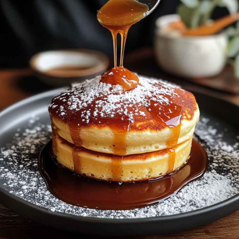 Japanese Soufflé Pancakes with Caramel Drizzle: A Fluffy Delight