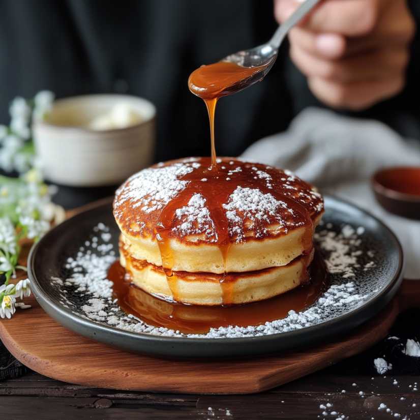 Japanese Soufflé Pancakes with Caramel Drizzle: A Fluffy Delight