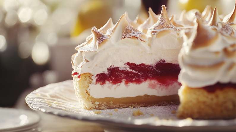 Lemon Raspberry Meringue Cheesecake