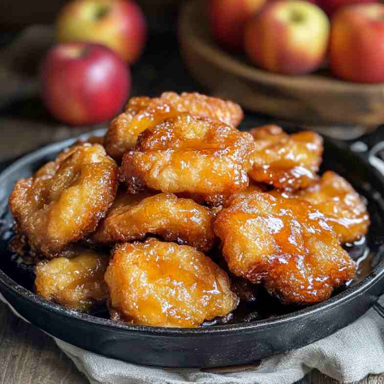  Once the fritters have cooled slightly, drizzle the glaze over them