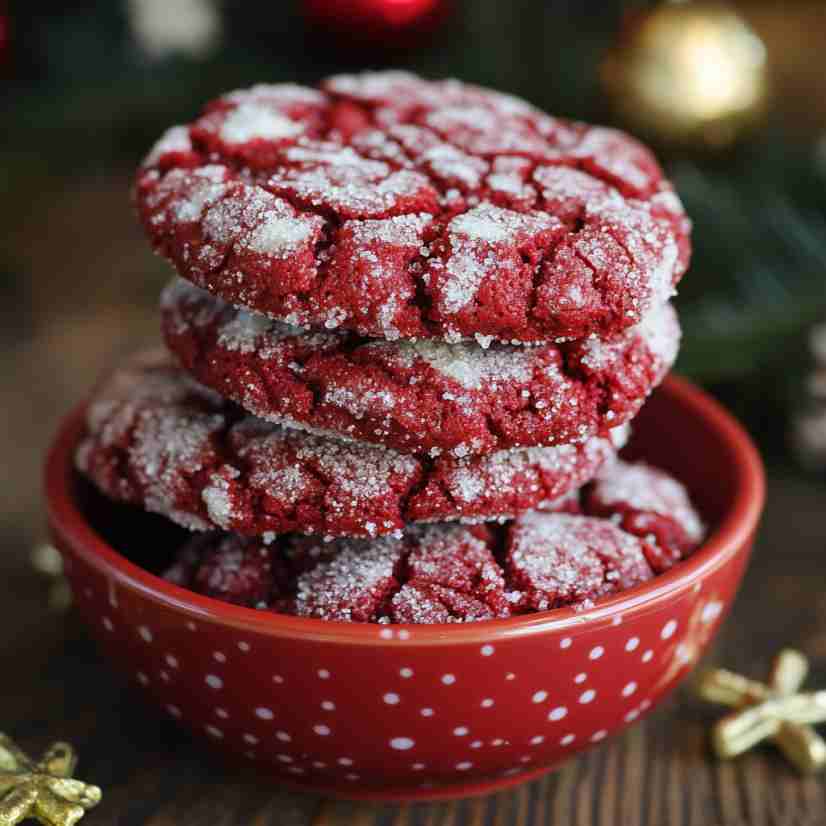 Red Velvet Crinkle Cookies 