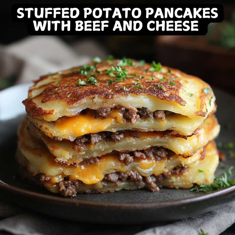 Stuffed Potato Pancakes with Beef and Cheese