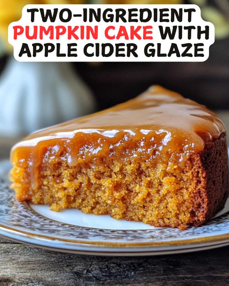 Two-Ingredient Pumpkin Cake with Apple Cider Glaze