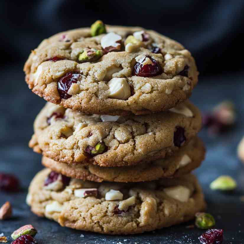 White Chocolate Cranberry Pistachio Cookies