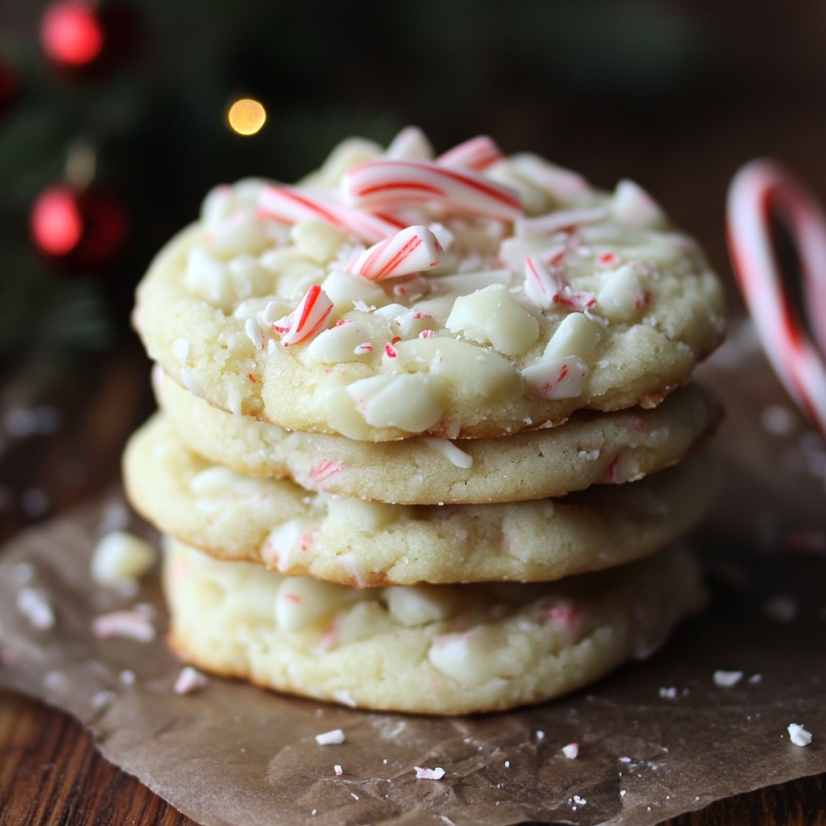 White Chocolate Peppermint Bark Cookies