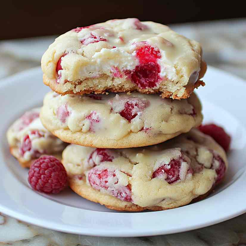 White Chocolate Raspberry Cheesecake Cookies